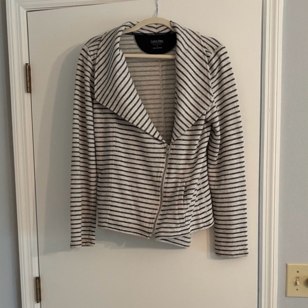 Calvin Klein Performance, quick  dry, Striped jacket Black/gray/side zip size L